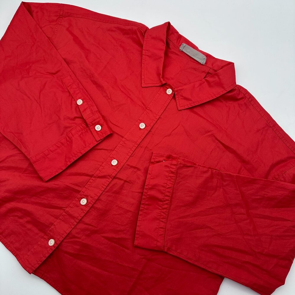 NWOT Everlane W The Woven 100%‎ Cotton Long Sleeve PJ Pajama Top, Size S, Orange